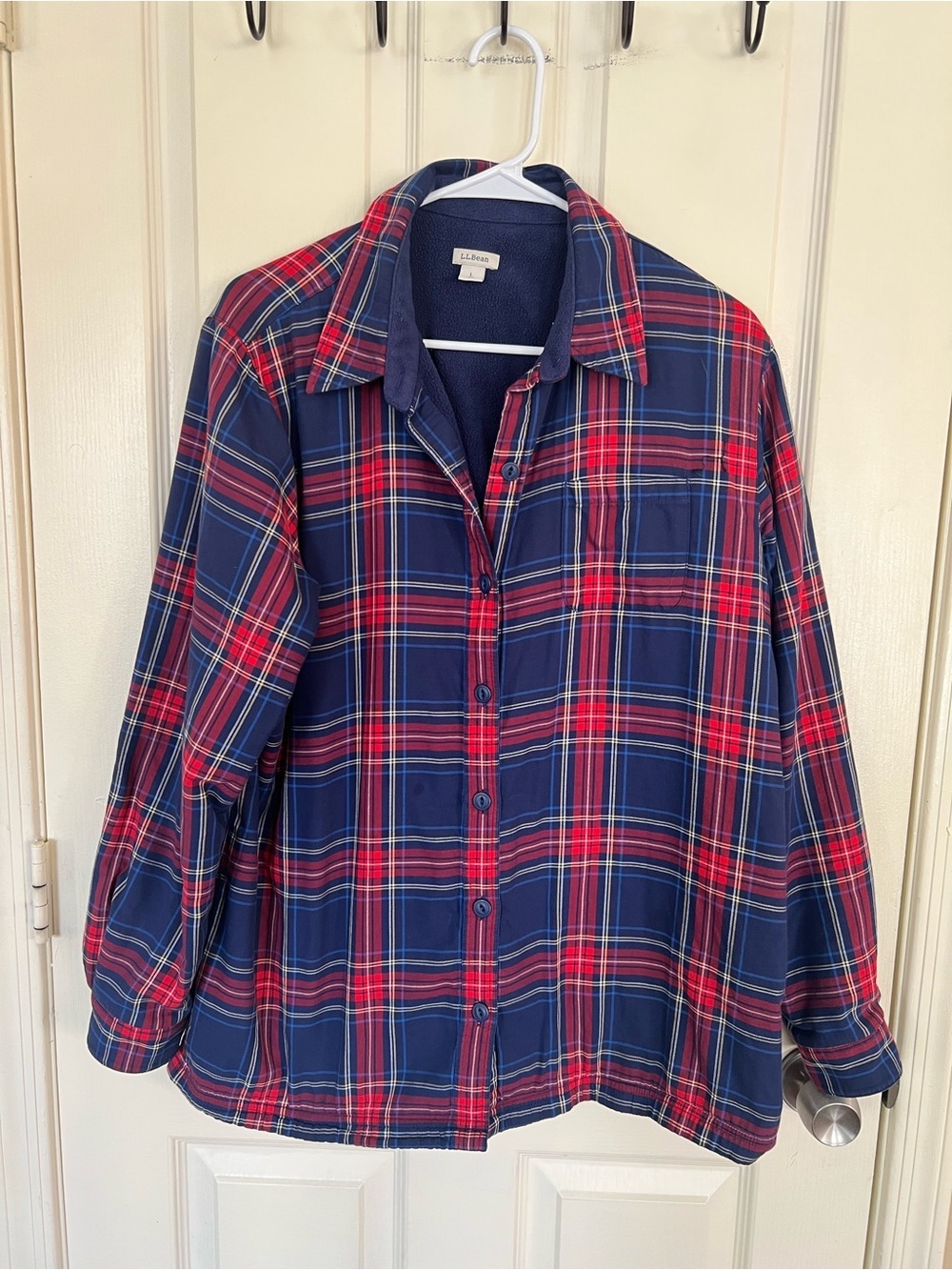 L.L.Bean Fleece Lined Plaid Button Up Shirt Jacket Women’s Large